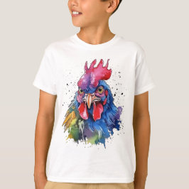 Country Rooster Chicken Watercolor Stil T-Shirt
