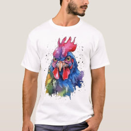 Country Rooster Chicken Watercolor Stil T-Shirt