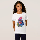 Country Rooster Chicken Watercolor Stil T-Shirt (Vorne ganz)