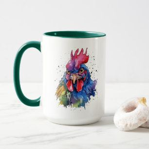Country Rooster Chicken Watercolor Stil Tasse