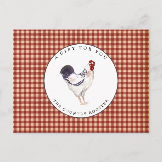 Country Rooster Farmhouse Geschenkgutschein Postkarte (Vorderseite)
