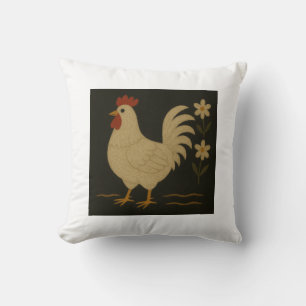 Country Rooster Folk Art Kissen