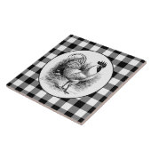 Country Rooster Schwarz-weiße Karos Fliesen (Seite)