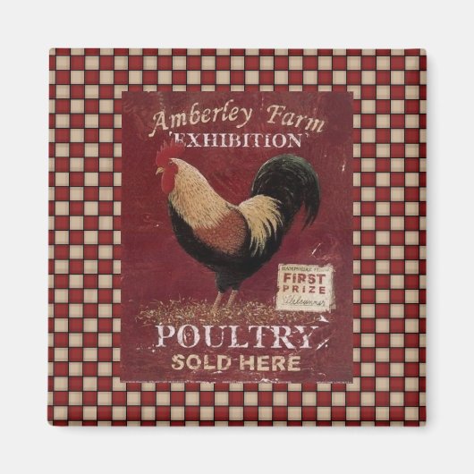 Country Rooster Sign Kühlschrankmagnet (Vorne)