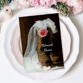 Country Rose Cowboy Boots Hochzeit Probe Dinner Einladung