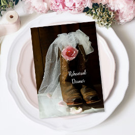 Country Rose Cowboy Boots Hochzeit Probe Dinner Einladung