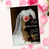 Country Rose Cowboy Boots Western Probe Abendessen Einladung