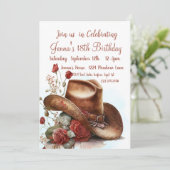 Country Rose, Cowboy Hat, 18. Geburtstag Einladung (Stehend Vorderseite)