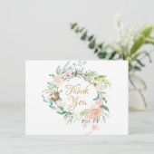 Country Rose Floral Garland Vielen Dank Dankeskarte (Stehend Vorderseite)