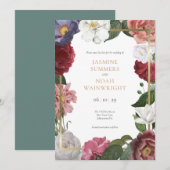 Country Rose Floral Gold Geometric Wedding Save The Date (Vorne/Hinten)