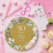 Country Rose Garland 50. Hochzeitstag Pappteller (Party)