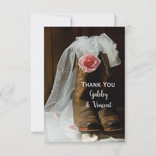 Country Rose und Cowboy Boots Hochzeit Danke (Vorderseite)
