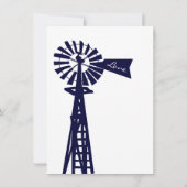 Country Rural Windmill Navy Hochzeitseinladungen Einladung (Rückseite)