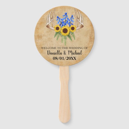 Country Rustic Antlers Wedding Zeremony Programm Fächer (Vorderseite)