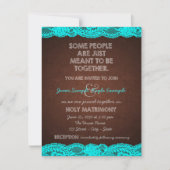 Country Rustic Aquamarin Blue and Brown Wedding Einladung (Vorderseite)