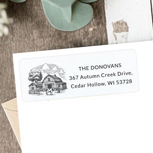 Country Rustic Barn Farmhouse Return Address