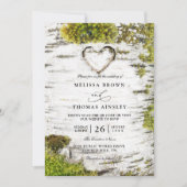 Country Rustic Birch Tree Bark QR Code Wedding Einladung (Vorderseite)