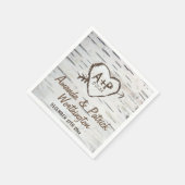 Country Rustic Birch Tree Bark Wedding Napkins Serviette (Ecke)