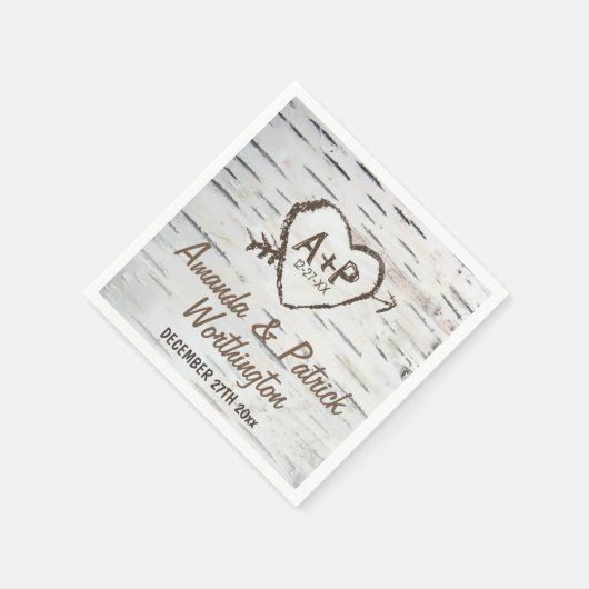 Country Rustic Birch Tree Bark Wedding Napkins Serviette (Ecke)