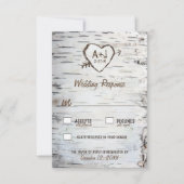 Country Rustic Birch Tree Bark Wedding RSVP Cards (Vorderseite)