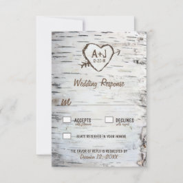 Country Rustic Birch Tree Bark Wedding RSVP Cards