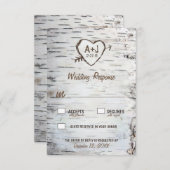 Country Rustic Birch Tree Bark Wedding RSVP Cards (Vorne/Hinten)