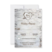 Country Rustic Birch Tree Bark Wedding RSVP Cards