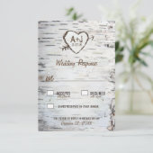Country Rustic Birch Tree Bark Wedding RSVP Cards Karte (Stehend Vorderseite)
