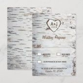 Country Rustic Birch Tree Bark Wedding RSVP Cards Karte (Vorne/Hinten)