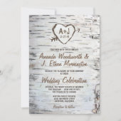 Country Rustic Birch Tree Barke Hochzeit Einladung (Vorderseite)