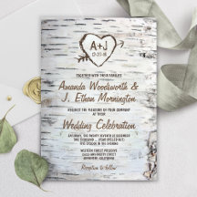 Country Rustic Birch Tree Barke Hochzeit Einladung