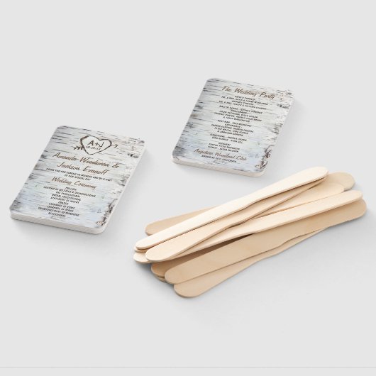 Country Rustic Birch Tree Barke Hochzeitsprogramme Fächer (Non-assembled)