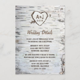 Country Rustic Birch Tree Barkehe Hochzeit Begleitkarte