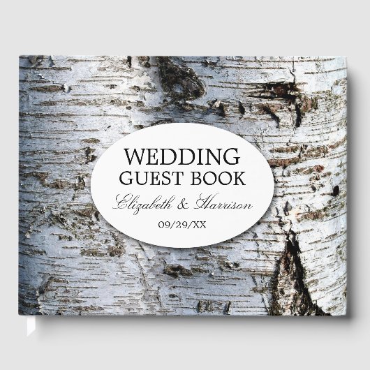 Country Rustic Birch Tree Hochzeit Gästebuch (Vorderseite)