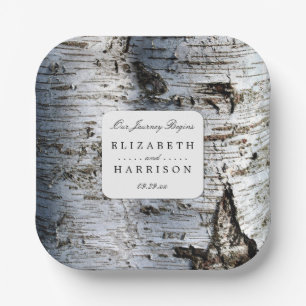 Country Rustic Birch Tree Hochzeit Pappteller