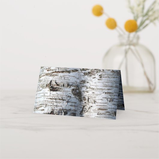 Country Rustic Birch Tree Hochzeit Platzkarte (Rückseite)