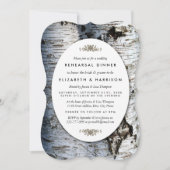 Country Rustic Birch Tree Hochzeit Probe Dinner Einladung (Vorderseite)