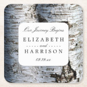 Country Rustic Birch Tree Hochzeit Rechteckiger Pappuntersetzer (Vorderseite)