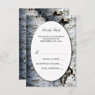 Country Rustic Birch Tree Hochzeit RSVP Karte