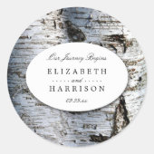 Country Rustic Birch Tree Hochzeit Runder Aufkleber (Vorderseite)