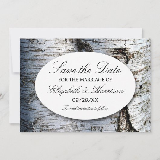 Country Rustic Birch Tree Hochzeit Save The Date (Vorderseite)