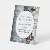 Country Rustic Birch Tree Hochzeit Sockelschild (Vorderseite)