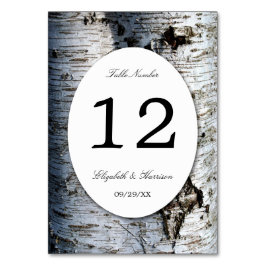 Country Rustic Birch Tree Hochzeit Tischnummer
