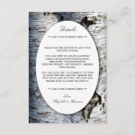 Country Rustic Birch Tree Hochzeitsdetails Begleitkarte