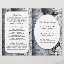Country Rustic Birch Tree Hochzeitsprogramm