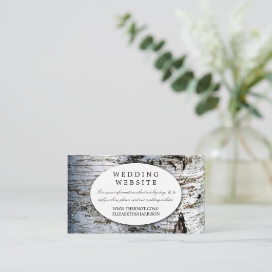 Country Rustic Birch Tree Hochzeitsseite einfügen Begleitkarte (Stehend Vorderseite)