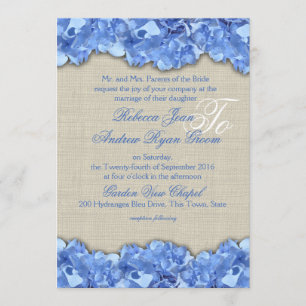 Country Rustic Blue Hydrangea Einladung