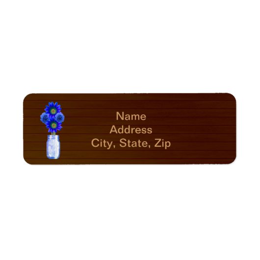 Country Rustic Blue Mason Jar Address Labels (Vorne)