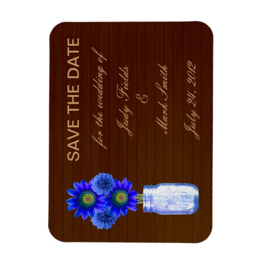 Country Rustic Blue Mason Jar speichern Datum Magn Magnet (Vertikal)