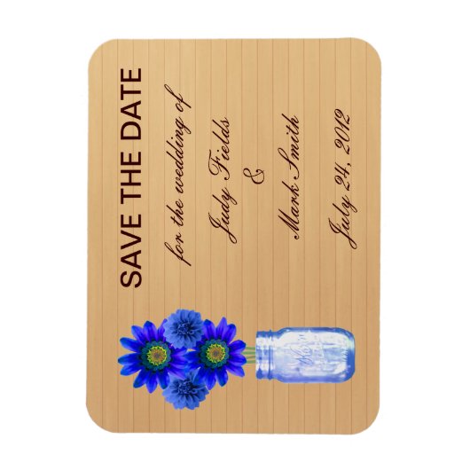 Country Rustic Blue Mason Jar speichern Datum Magn Magnet (Vertikal)